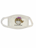 SIGN LANGUAGE " I LOVE YOU" HAND  FACE MASK (SMILEY GIRL WITH MASK BROWN) WHITE TRIM