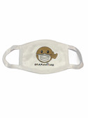 SIGN LANGUAGE " I LOVE YOU" HAND  FACE MASK (SMILEY BOY WITH MASK BROWN) WHITE TRIM