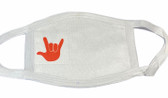 SIGN LANGUAGE " I LOVE YOU" HAND  FACE MASK ( RED HAND)