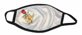 SIGN LANGUAGE " I LOVE YOU" HAND  FACE MASK ( ROSE WITH HAND  SIDE)  BLACK TRIM