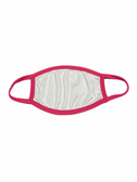 FACE MASK BLANK WHITE (HOT PINK TRIM) 100 % POLY SUBLIMATION 