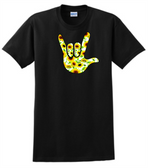 SIGN LANGUAGE I LOVE YOU HAND WITH SUNFLOWER T SHIRT (YOUTH)