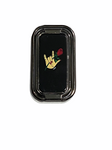 SIGN LANGUAGE HAND " I LOVE YOU" FOLDABLE MOBILE HOLDER RING RETRACTABLE TURN 360 ( ROSE HANDS/ BLACK BACKGROUND WITH BLACK STAND)