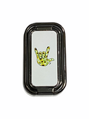 SIGN LANGUAGE HAND " I LOVE YOU" FOLDABLE MOBILE HOLDER RING RETRACTABLE TURN 360 ( SUNFLOWER HANDS/ WHITE BACKGROUND WITH BLACK STAND)