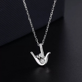 SIGN LANGUAGE HAND " I LOVE YOU" NECKLACE  STERLING SILVER TINY HAND