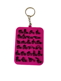 RUBBER PVC KEYCHAIN SIGN LANGUAGE A TO Z HANDS (HOT PINK BACKGROUND AND BLACK PRINT) 3D.