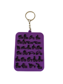 RUBBER PVC KEYCHAIN SIGN LANGUAGE A TO Z HANDS (PURPLE BACKGROUND AND BLACK PRINT) 3D.