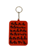 RUBBER PVC KEYCHAIN SIGN LANGUAGE A TO Z HANDS (RED BACKGROUND AND BLACK PRINT) 3D. 