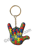 AUTISM Sign Hand with I LOVE YOU  PVC Keychain