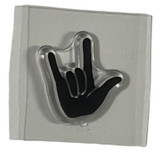 American Sign Language Cling Stamps (BLACK FULL I LOVE YOU HAND) SMALL