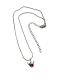 SIGN LANGUAGE " I LOVE YOU" HAND WITH RED HEART PENDANT WITH CHAIN 18-24 INCHES (SILVER)
