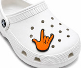 SIGN LANGUAGE ASL  I LOVE YOU HAND SHOES CHARM  (ORANGE WITH BLACK )