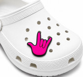 SIGN LANGUAGE ASL I LOVE YOU SHOES CHARM  (HOT PINK WITH BLACK )