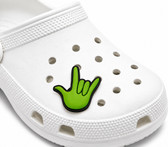 SIGN LANGUAGE ASL  I LOVE YOU SHOES CHARM  (LIME WITH BLACK )