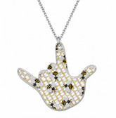 SIGN LANGUAGE ASL I LOVE YOU HAND WITH BEE AND COMB NECKLACE