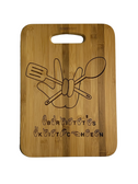 BAMBOO CUTTING BOARD WITH SIGN LANGUAGE I LOVE YOU HAND WITH ASL CHEF TOOL (LARGE)  PERSONALIZED