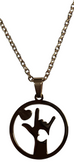 SIGN LANGUAGE "I LOVE YOU WITH HEART" CIRCLE PENDANT WITH CHAIN 18-24 INCHES ADJUSTMENT CHAIN (ROSE GOLD)