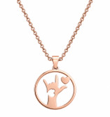 SIGN LANGUAGE "I LOVE YOU WITH HEART" CIRCLE PENDANT WITH CHAIN 18-24 INCHES ADJUSTMENT CHAIN (ROSE GOLD)