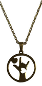 SIGN LANGUAGE "I LOVE YOU WITH HEART" CIRCLE PENDANT WITH CHAIN 18-24 INCHES ADJUSTMENT CHAIN (GOLD)