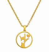 SIGN LANGUAGE "I LOVE YOU WITH HEART" CIRCLE PENDANT WITH CHAIN 18-24 INCHES ADJUSTMENT CHAIN (GOLD)