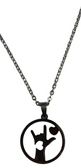 SIGN LANGUAGE "I LOVE YOU WITH HEART" CIRCLE PENDANT WITH CHAIN 18-24 INCHES ADJUSTMENT CHAIN (SILVER)