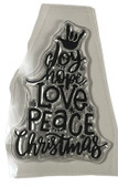 American Sign Language Cling Stamps (TREE JOY HOPE LOVE PEACE CHRISTMAS WITH ILY HAND) MED