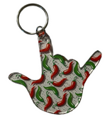 SIGN LANGUAGE I LOVE YOU HAND WITH CLEAR (PEPPER) KEYCHAIN
