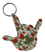 SIGN LANGUAGE I LOVE YOU HAND WITH CLEAR (STRAWBERRY PLANTS) KEYCHAIN