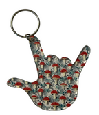 SIGN LANGUAGE I LOVE YOU HAND WITH CLEAR (MUSHROOMS) KEYCHAIN