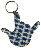 SIGN LANGUAGE I LOVE YOU HAND WITH CLEAR (BLUE CRAB) KEYCHAIN