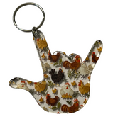 SIGN LANGUAGE I LOVE YOU HAND WITH CLEAR (CHICKEN & CHICK) KEYCHAIN