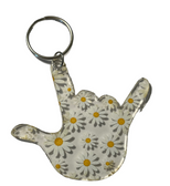 SIGN LANGUAGE I LOVE YOU HAND WITH CLEAR (DAISIES) KEYCHAIN