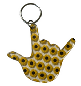 SIGN LANGUAGE I LOVE YOU HAND WITH CLEAR (SUNFLOWERS) KEYCHAIN