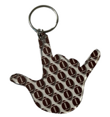 SIGN LANGUAGE I LOVE YOU HAND WITH CLEAR (FOOTBALL) KEYCHAIN