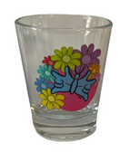SIGN LANGUAGE " I LOVE YOU" HAND SHOT CLEAR GLASS (BUTTERFLY WITH FLOWER HAND)