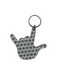 SIGN LANGUAGE I LOVE YOU HAND WITH CLEAR (SOCCER BALLS) KEYCHAIN
