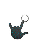 SIGN LANGUAGE I LOVE YOU HAND WITH  (TEAL PAWS WITH BLACK) KEYCHAIN