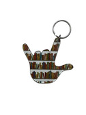 SIGN LANGUAGE I LOVE YOU HAND WITH CLEAR (LIBRARY) KEYCHAIN