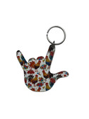 SIGN LANGUAGE I LOVE YOU HAND WITH CLEAR (ROOSTER) KEYCHAIN