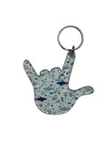 SIGN LANGUAGE I LOVE YOU HAND WITH CLEAR (SHARKS) KEYCHAIN
