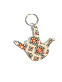 SIGN LANGUAGE I LOVE YOU HAND WITH  (AZTEC WHITE ) KEYCHAIN