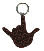 SIGN LANGUAGE I LOVE YOU HAND WITH  (AZTEC HOT PINK WITH BLACK  ) KEYCHAIN
