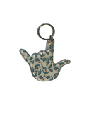 SIGN LANGUAGE I LOVE YOU HAND WITH  (PLAYFUL DOLPHINS WITH CLEAR ) KEYCHAIN