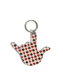 SIGN LANGUAGE I LOVE YOU HAND WITH  (PLAYING CARD SUITS WITH CLEAR ) KEYCHAIN