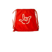 Drawcord Sport Pack with Outline I LOVE YOU Hand (Red)
