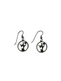 SIGN LANGUAGE "I LOVE YOU WITH HEART" CIRCLE EARRING PAIR (SILVER)