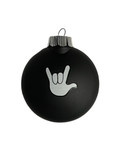   SIGN LANGUAGE "  I LOVE YOU" HAND " SHATTERPROOF ORNAMENT M & M SHAPE (BLACK WITH WHITE HAND)