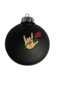    SIGN LANGUAGE "  I LOVE YOU" HAND " SHATTERPROOF ORNAMENT M & M SHAPE (BLACK WITH ROSE HAND)