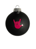  "SIGN LANGUAGE "  I LOVE YOU" HAND " SHATTERPROOF ORNAMENT M & M SHAPE (BLACK WITH PINK HAND)