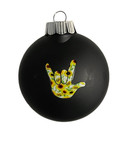   "SIGN LANGUAGE "  I LOVE YOU" HAND " SHATTERPROOF ORNAMENT M & M SHAPE (BLACK WITH SUNFLOWER HAND)